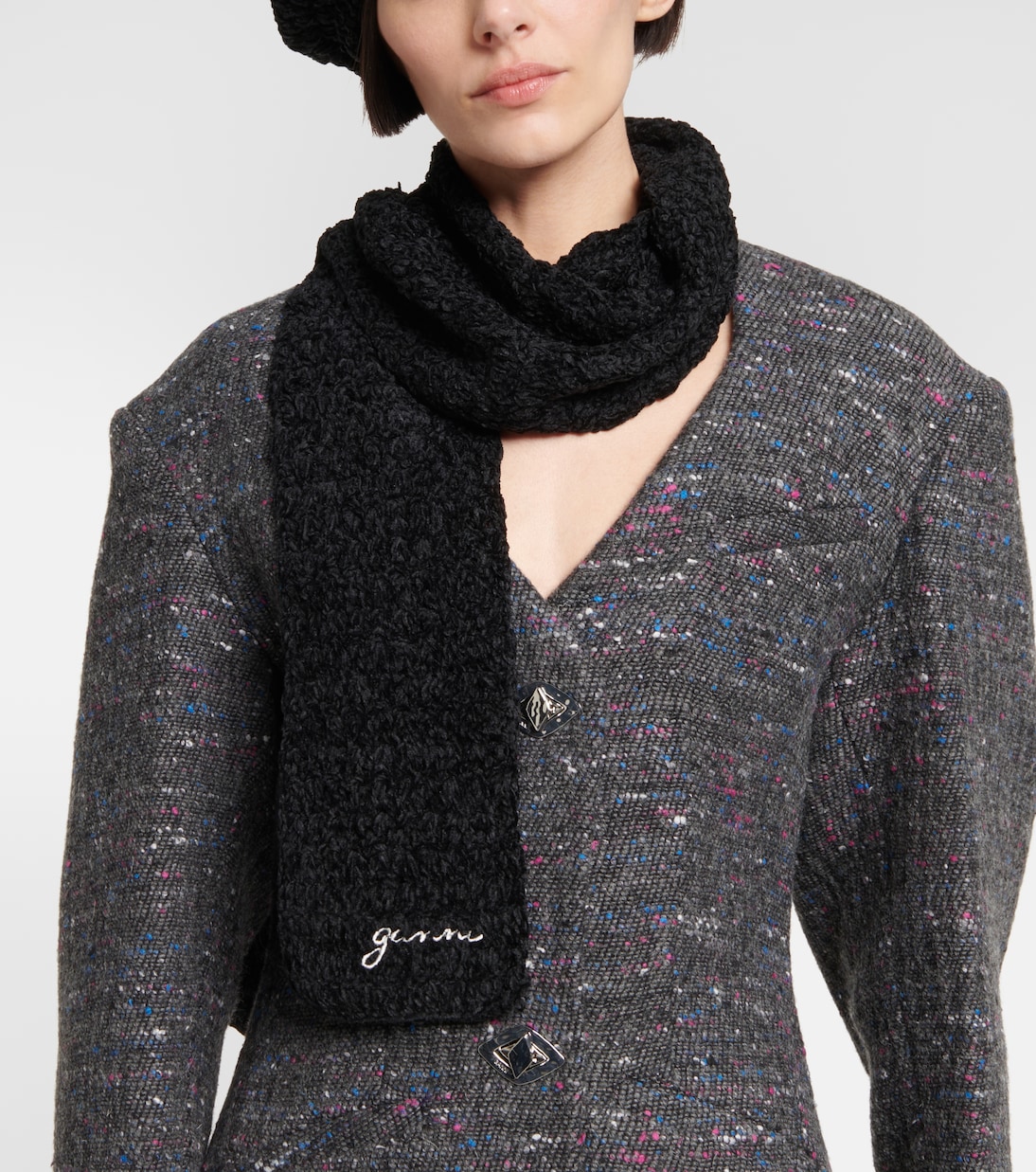 Écharpe brodée en crochet | Ganni