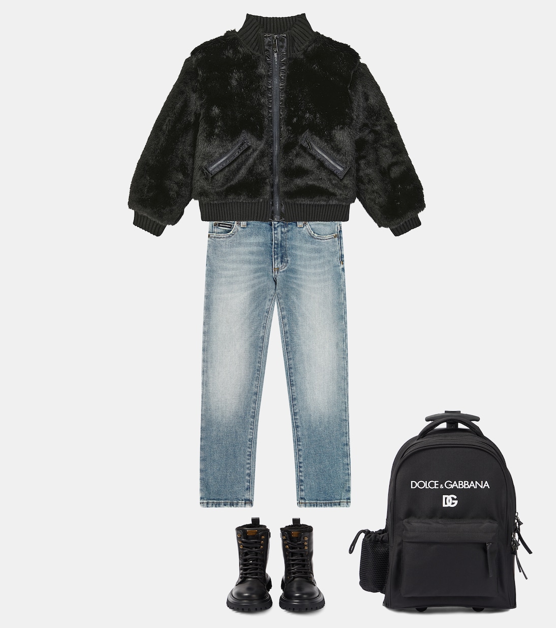 Jeans regular in cotone con logo | Dolce&Gabbana Kids