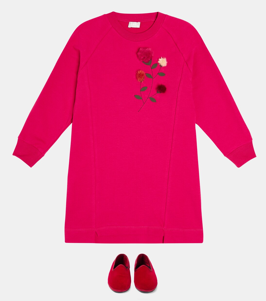 Floral-appliqué cotton fleece dress | Il Gufo