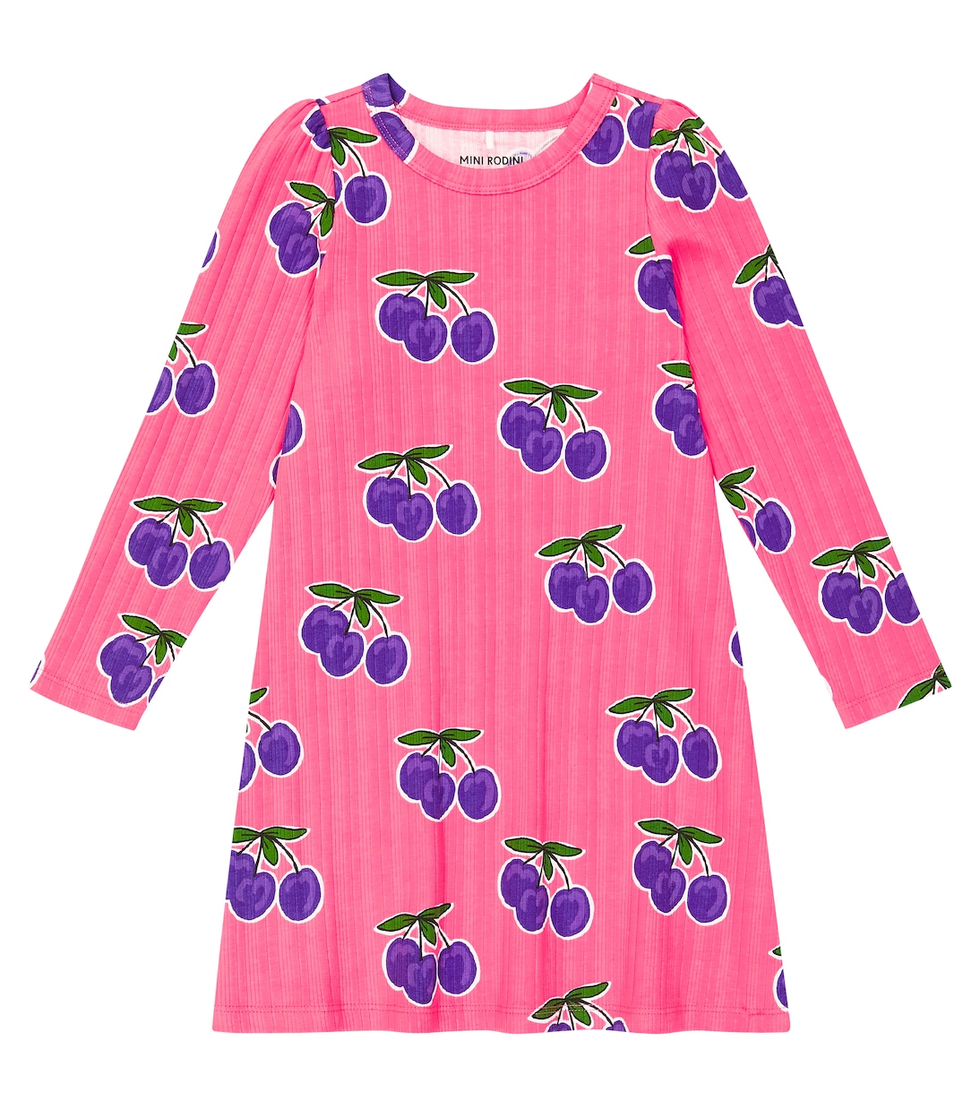 Plum rib-knit cotton-blend dress | Mini Rodini