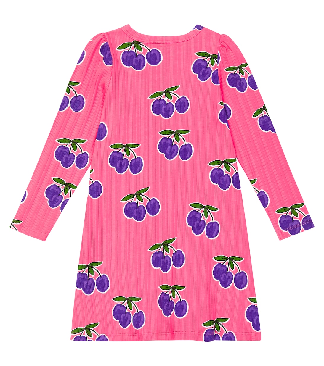 Plum rib-knit cotton-blend dress | Mini Rodini