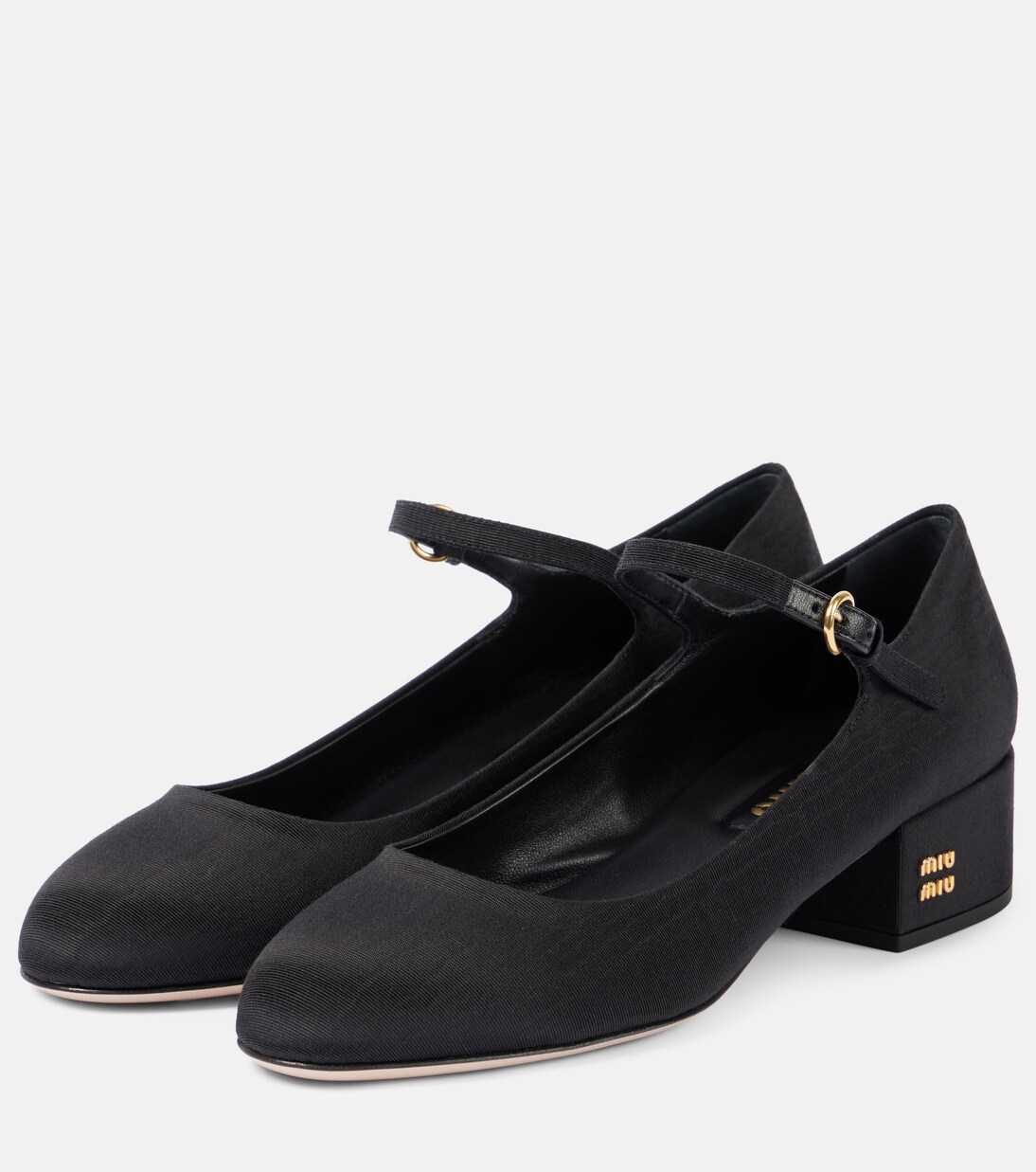 Canvas leather-lined Mary Jane pumps | Miu Miu