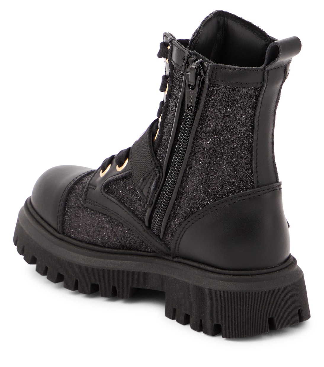 Logo leather-trimmed combat boots | Moschino Kids
