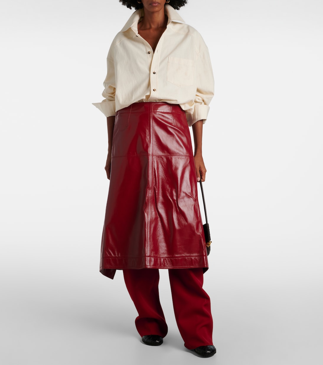 Pantalon droit à taille haute en laine | Bottega Veneta