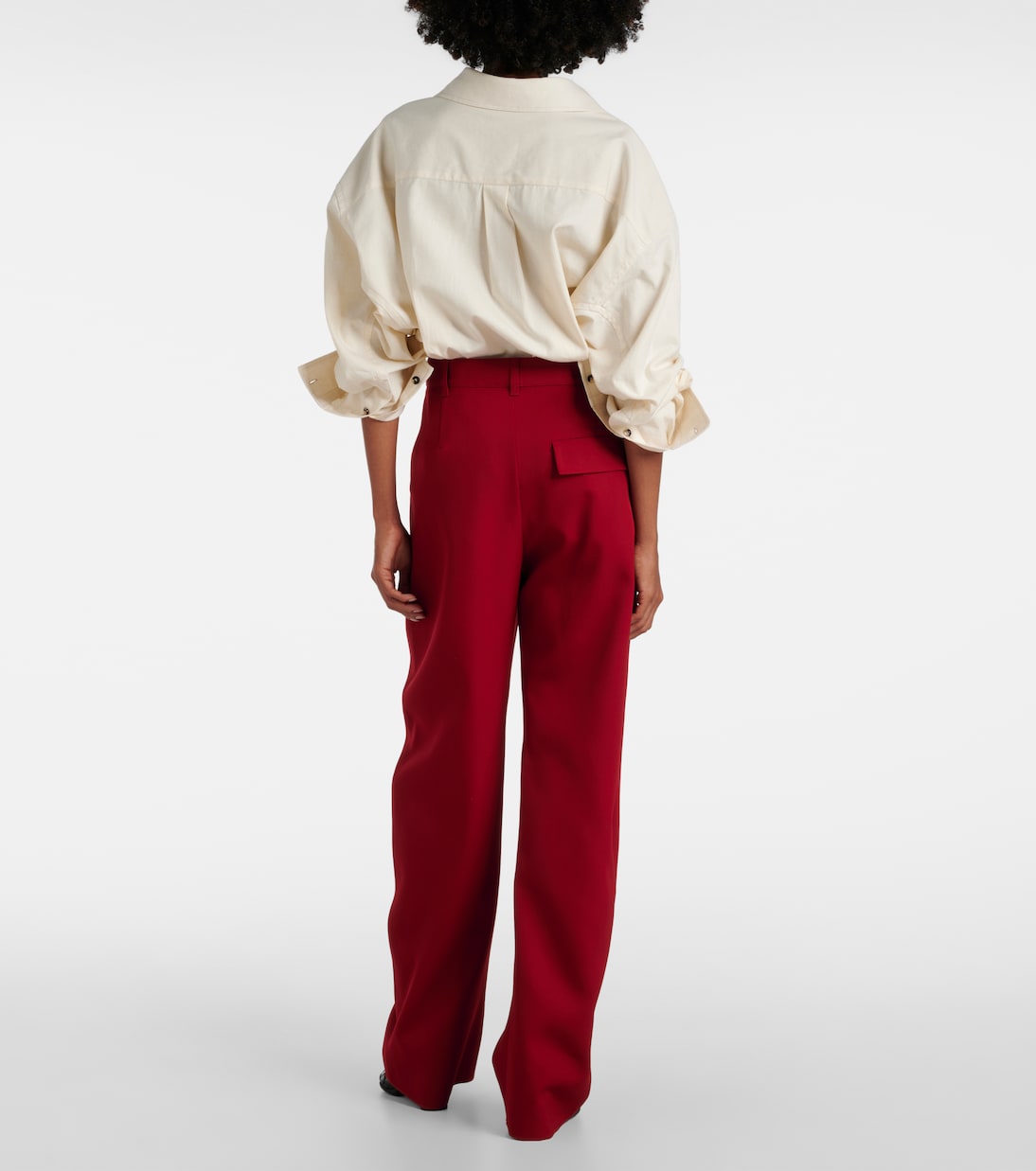 Pantalon droit à taille haute en laine | Bottega Veneta