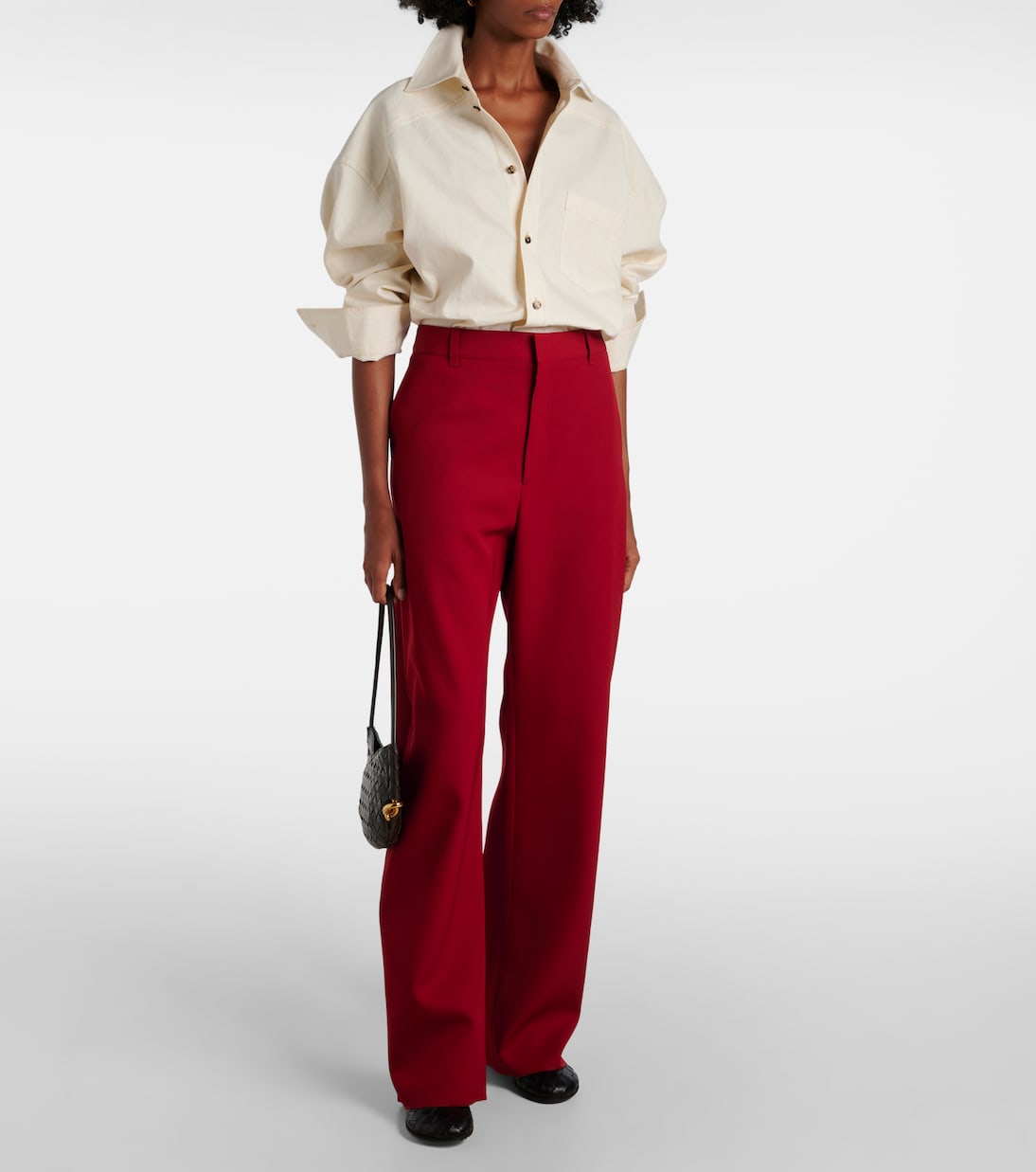 Pantalon droit à taille haute en laine | Bottega Veneta