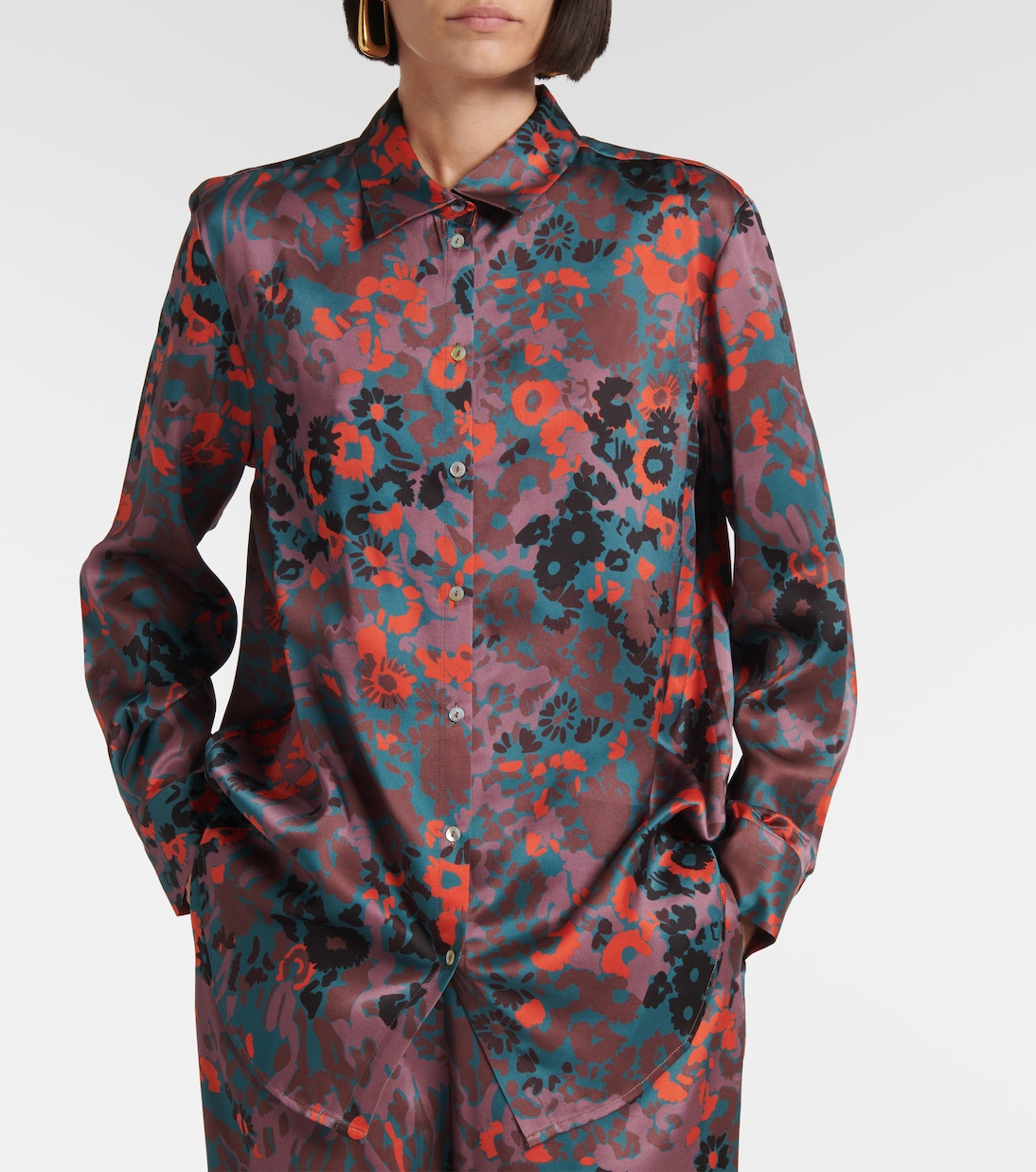 Bedrucktes Hemd aus Seiden-Charmeuse | Asceno