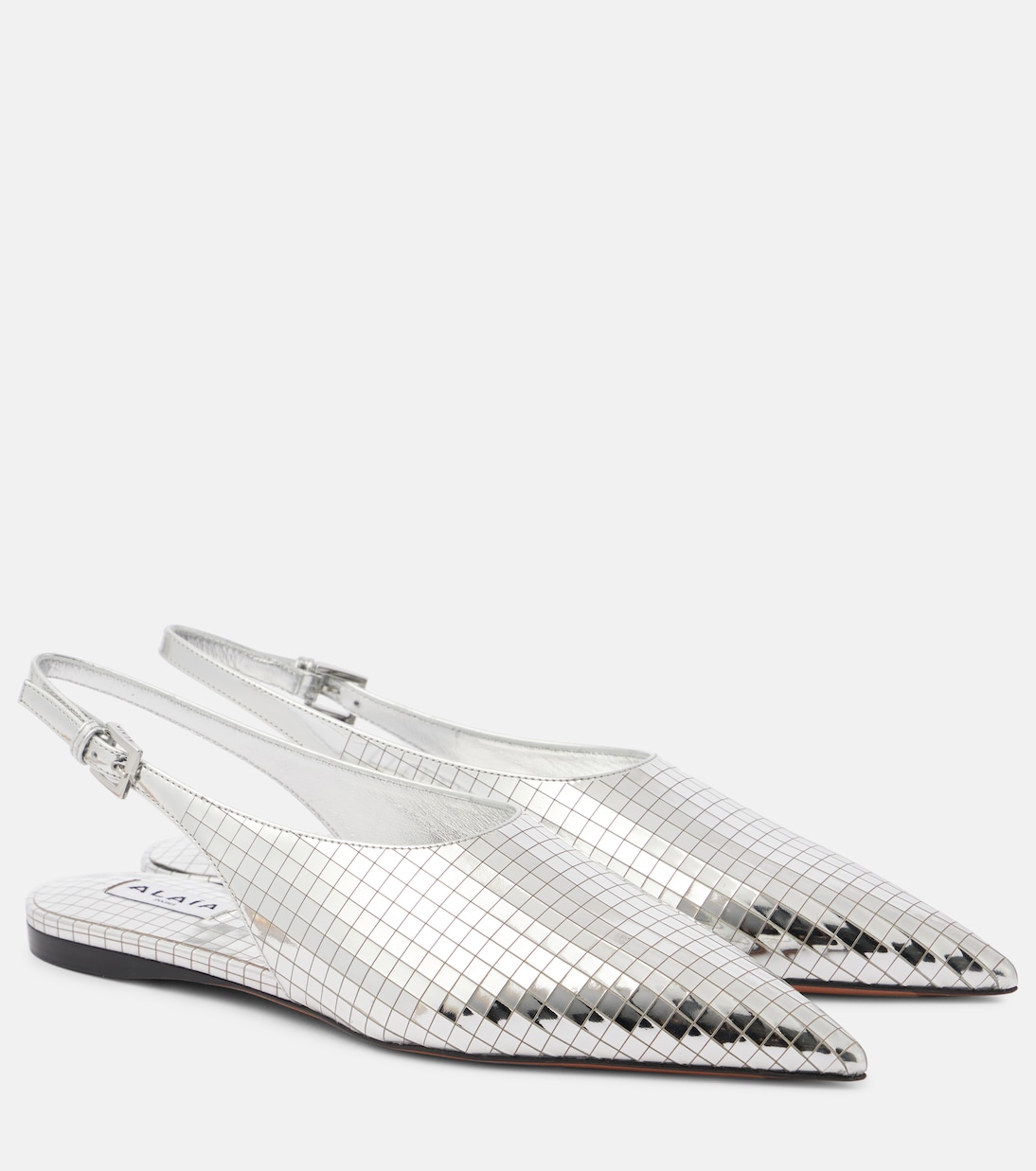 Art Deco mirrored leather slingback flats | Alaïa