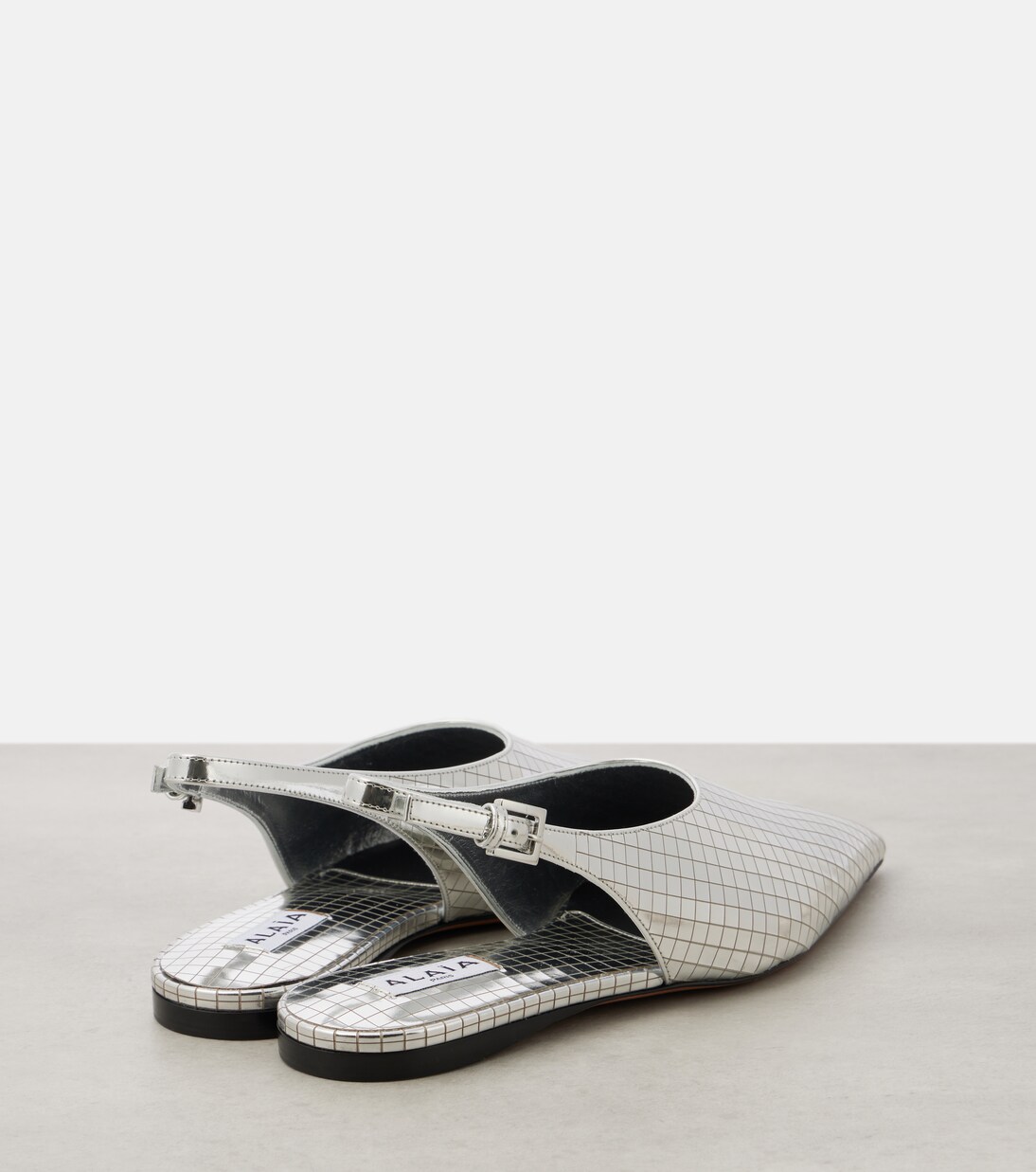 Art Deco mirrored leather slingback flats | Alaïa