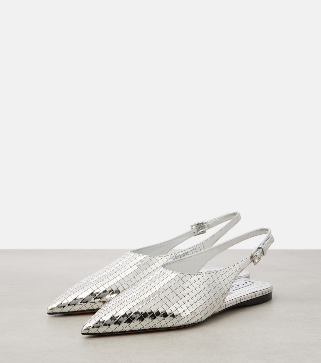 Art Deco mirrored leather slingback flats | Alaïa