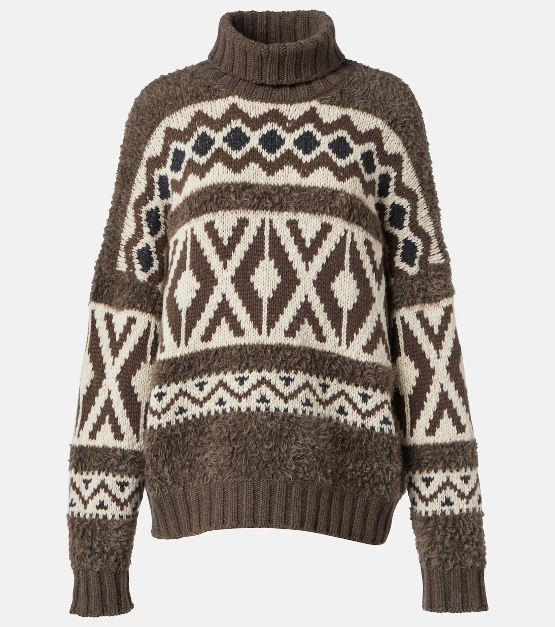 Wool jacquard turtleneck sweater | Brunello Cucinelli