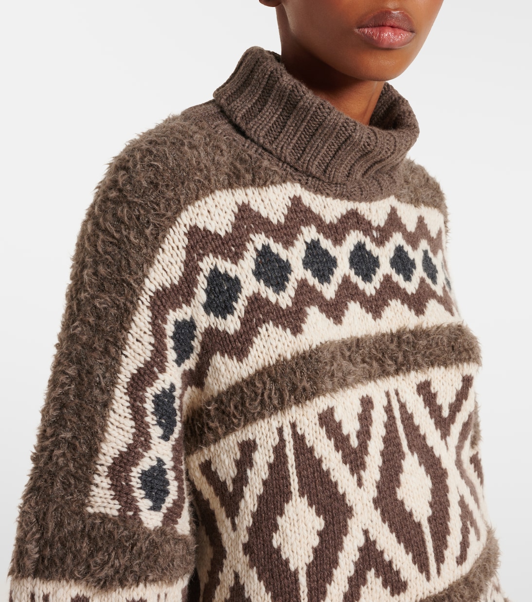 Wool jacquard turtleneck sweater | Brunello Cucinelli