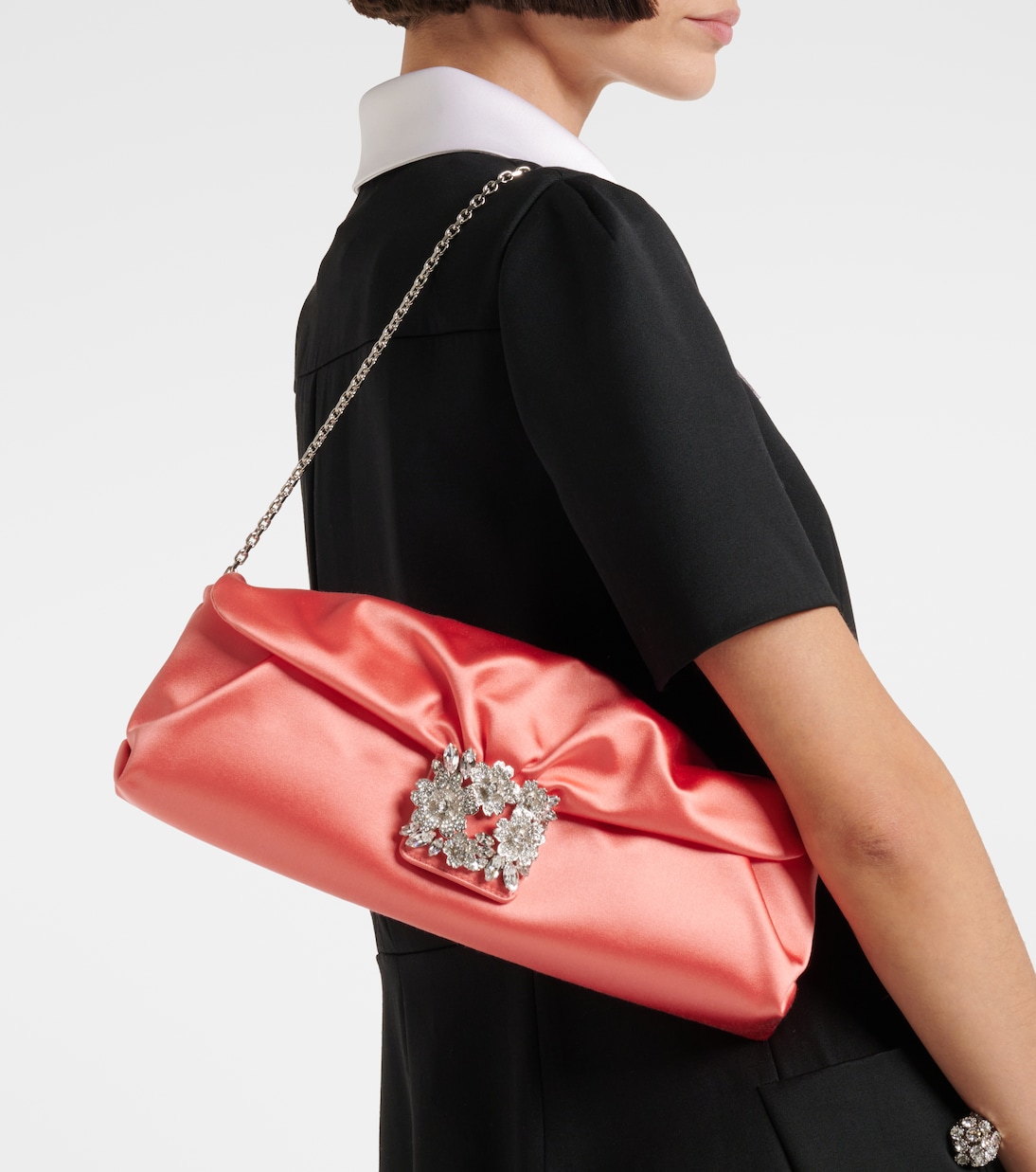 Efflorescence embellished satin clutch | Roger Vivier