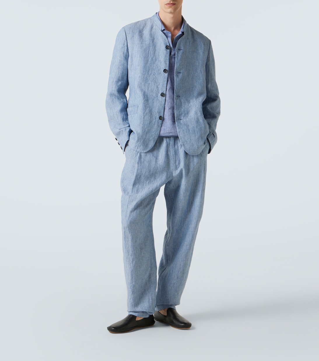 Chaqueta de botonadura simple de lino | Giorgio Armani