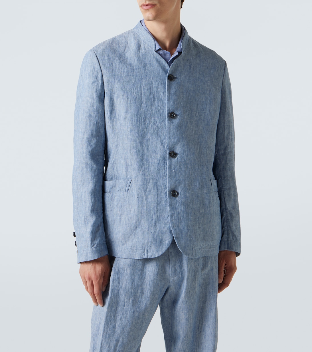 Chaqueta de botonadura simple de lino | Giorgio Armani