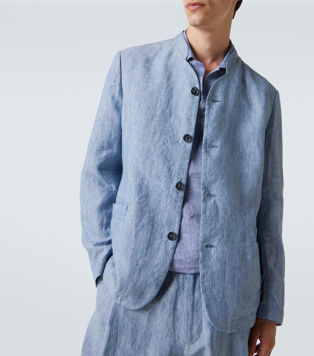 Chaqueta de botonadura simple de lino | Giorgio Armani