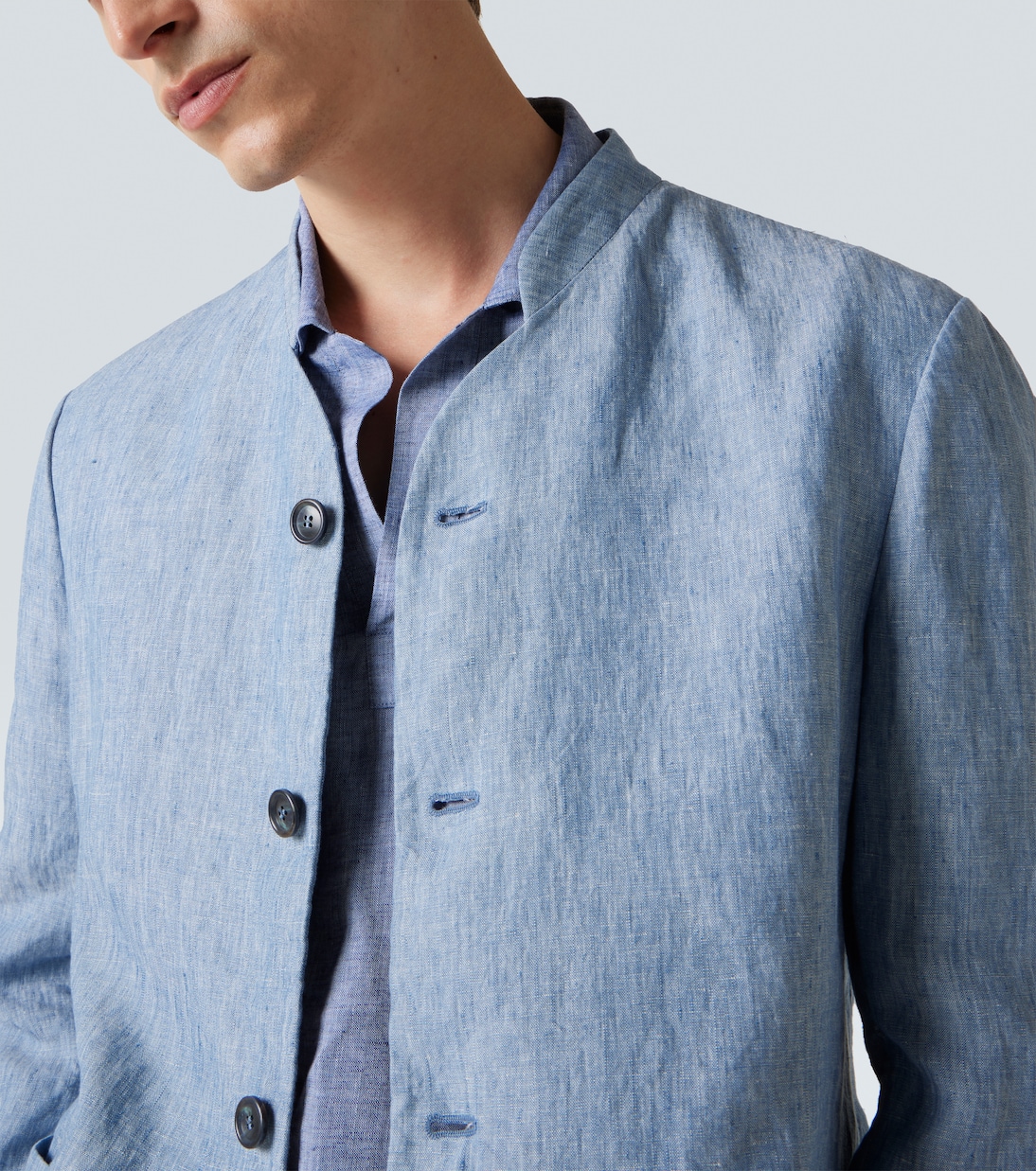Chaqueta de botonadura simple de lino | Giorgio Armani