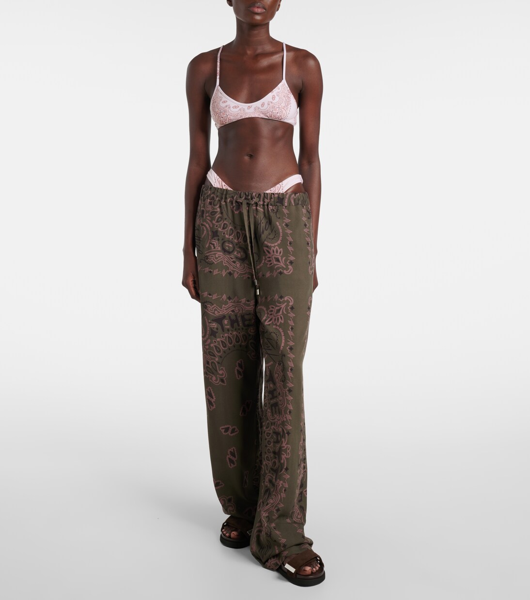 Pantalones anchos estampados de tiro bajo | The Attico