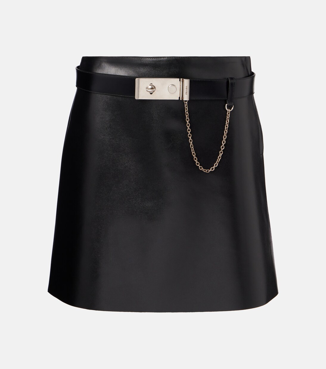 Belted leather mini skirt | Prada