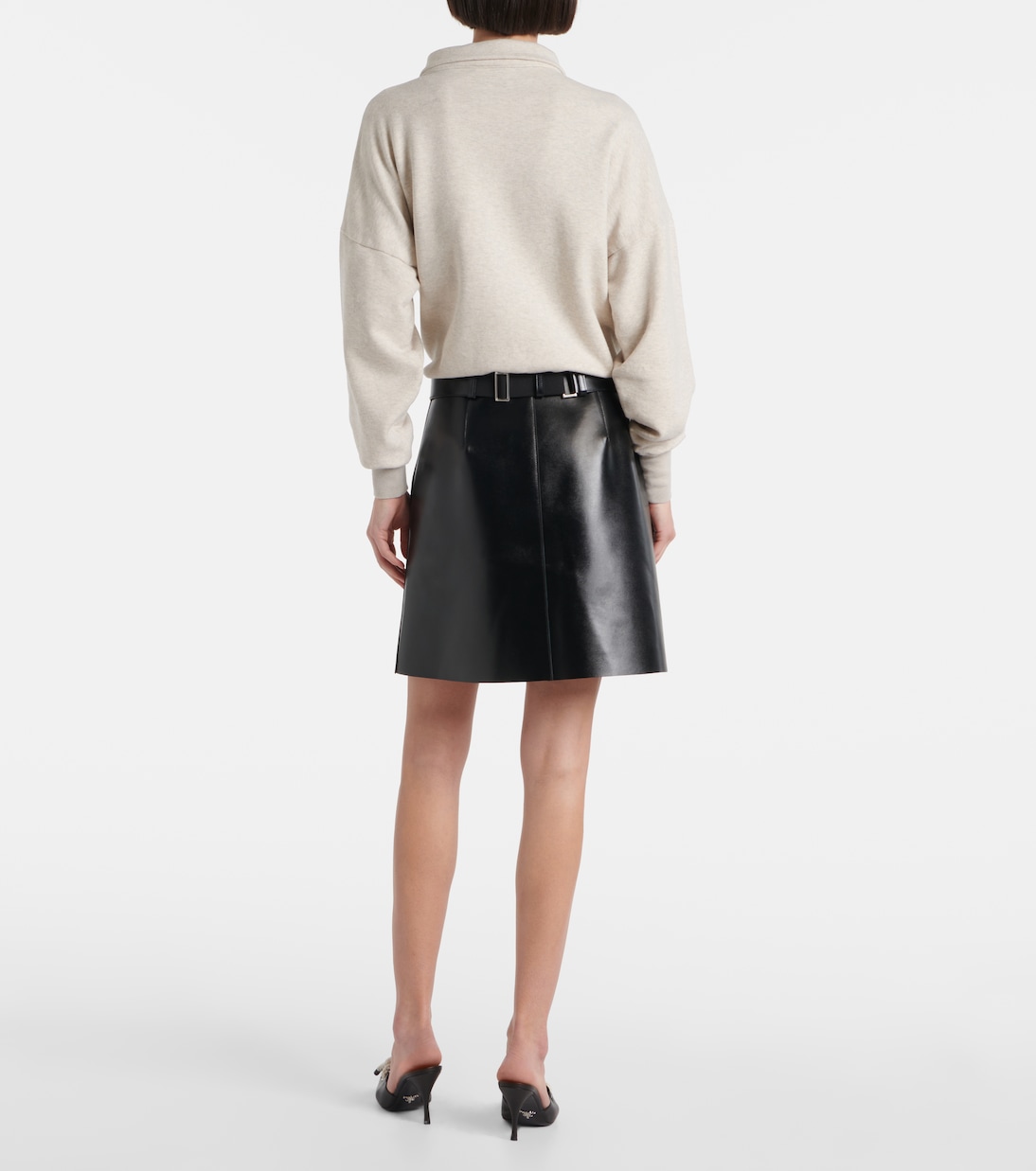 Belted leather mini skirt | Prada