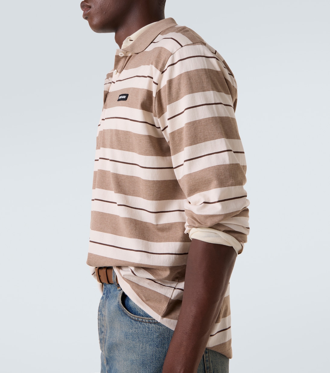 Polo rayé en coton | Miu Miu