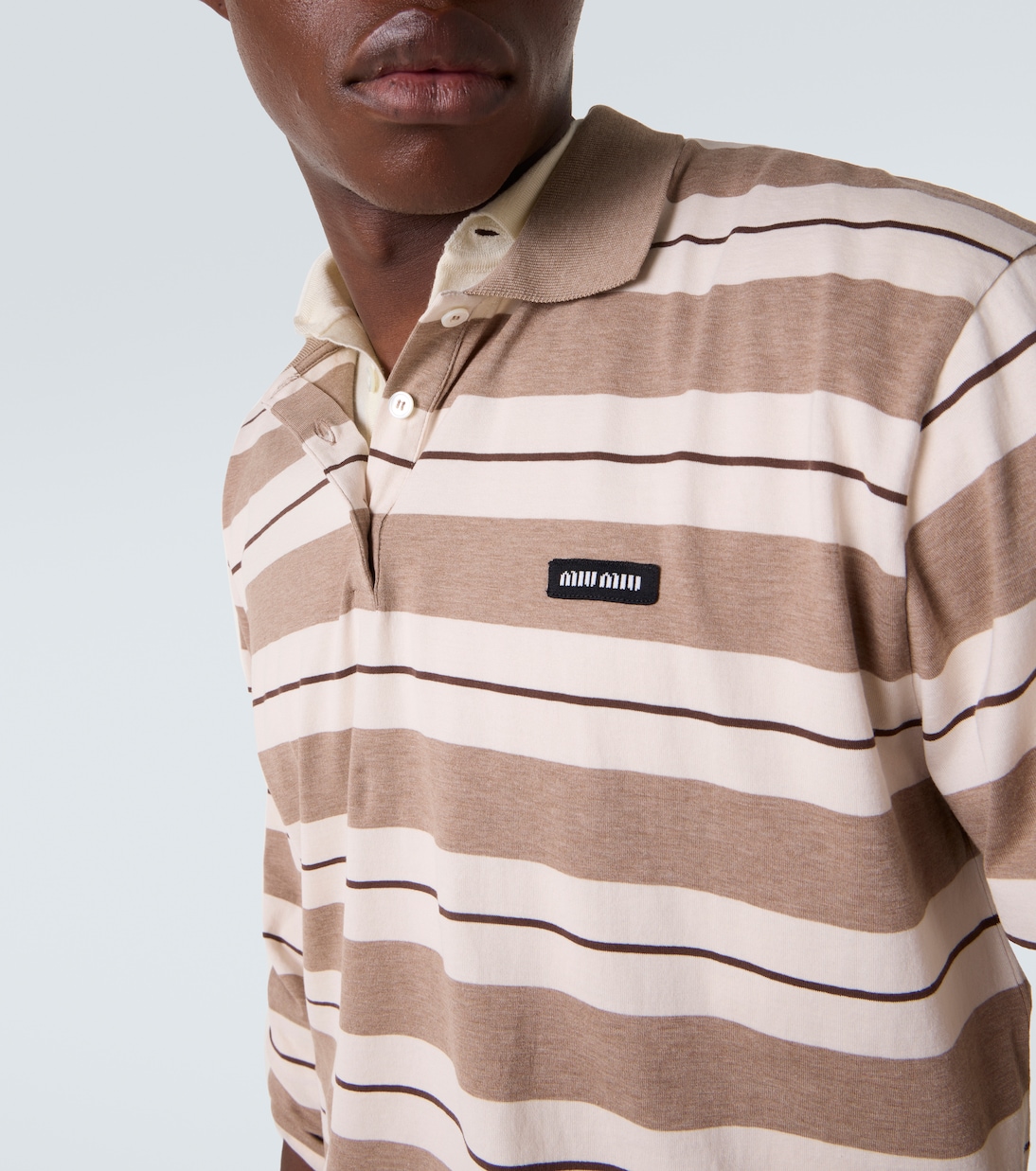 Polo rayé en coton | Miu Miu