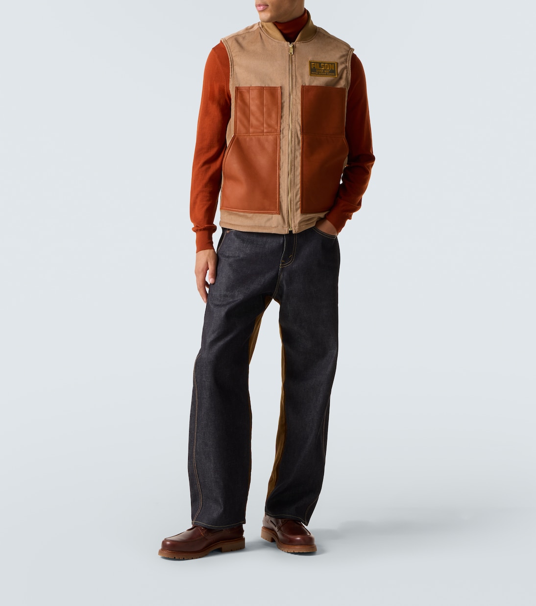 Leather-trimmed cotton and wool vest | Junya Watanabe