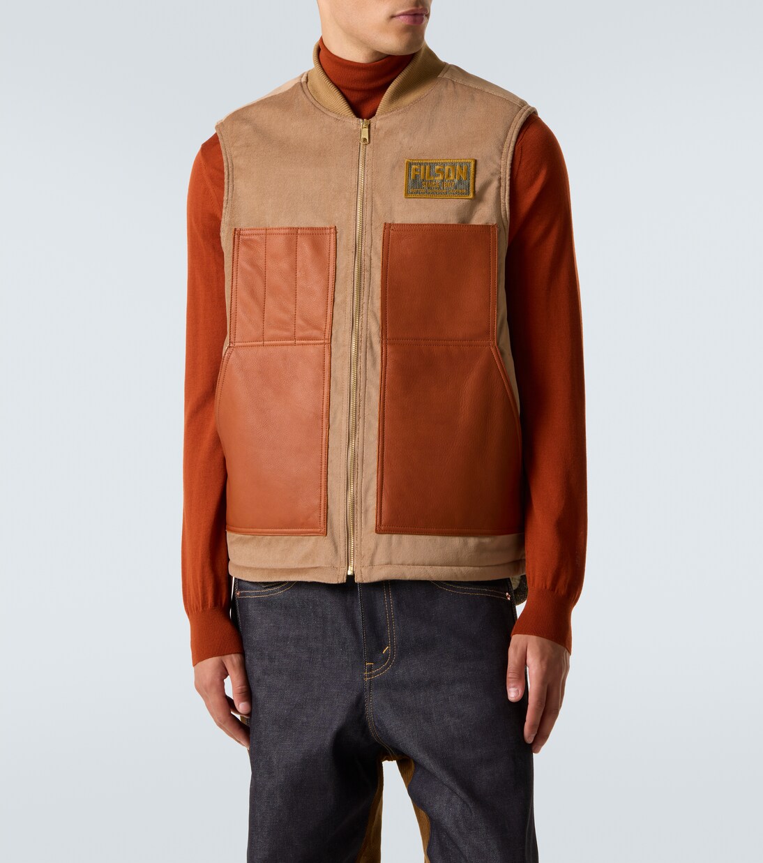 Leather-trimmed cotton and wool vest | Junya Watanabe