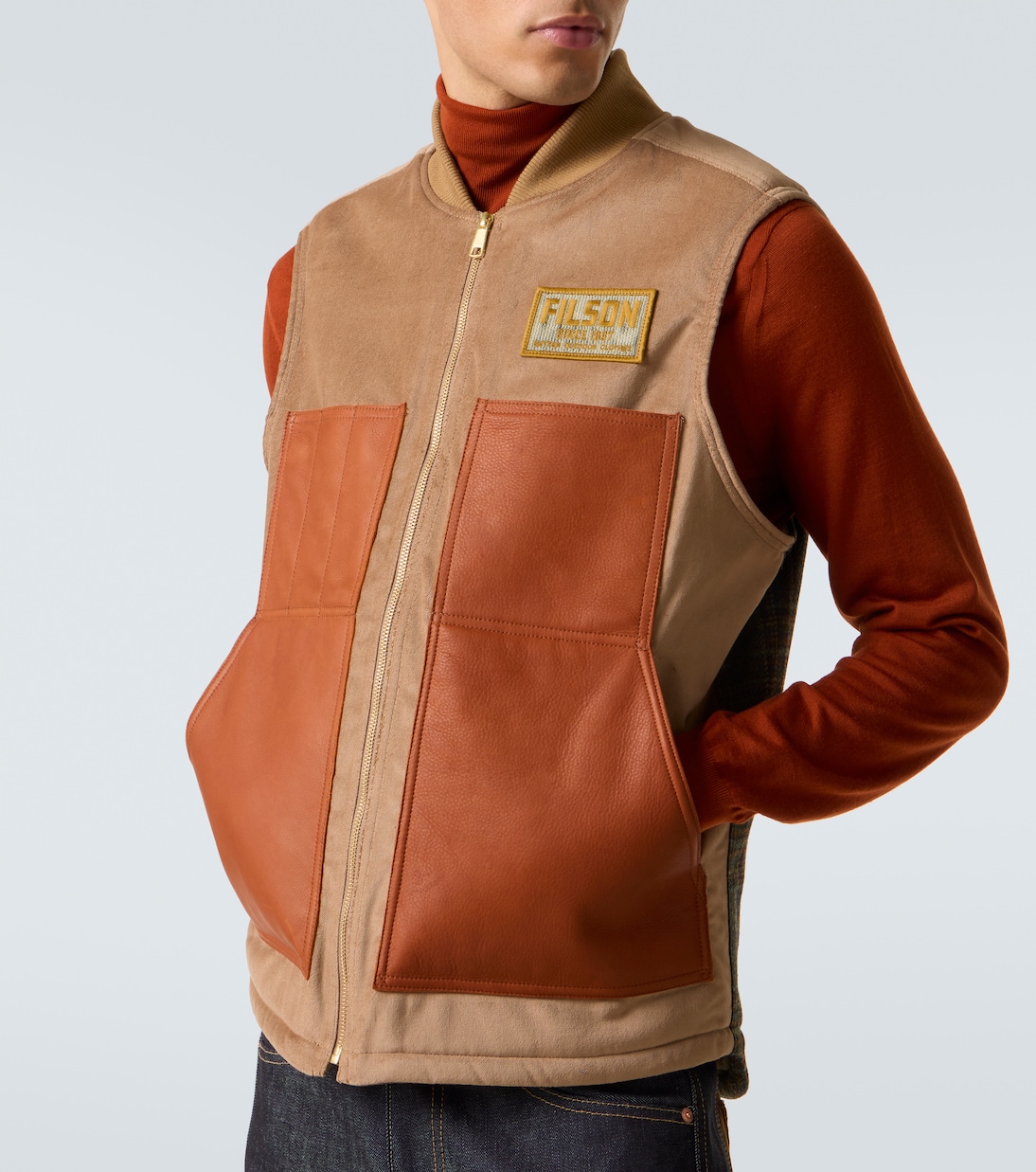 Leather-trimmed cotton and wool vest | Junya Watanabe