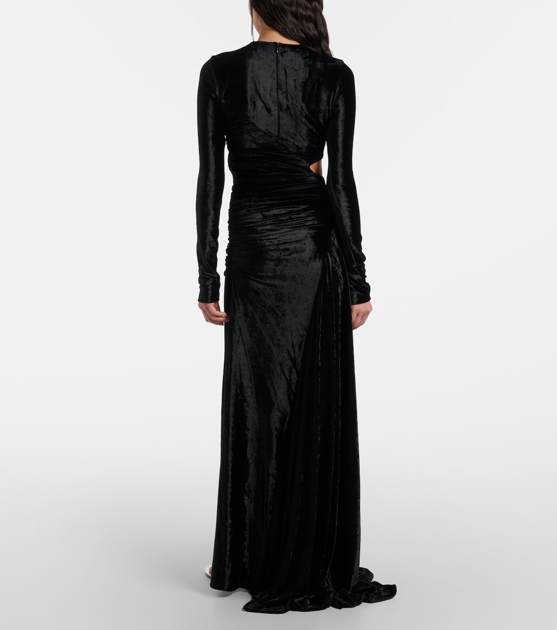 Asymmetrical draped velvet gown | Rabanne