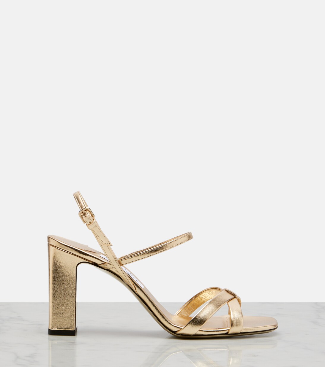 Slingback-Sandalen Elsy aus Metallic-Leder | Jimmy Choo
