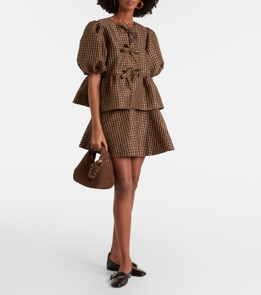 Suede top-handle bag | Ganni