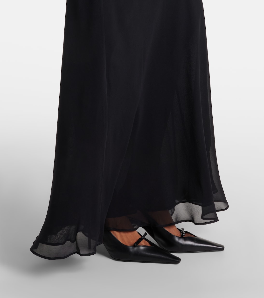 Robe aus Seiden-Georgette mit Federn | Alessandra Rich