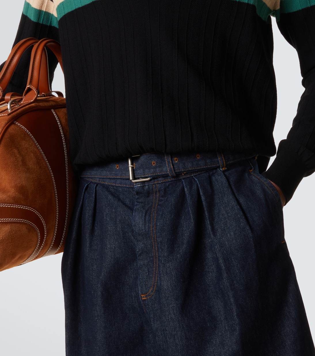 Belted denim Bermuda shorts | Dries Van Noten