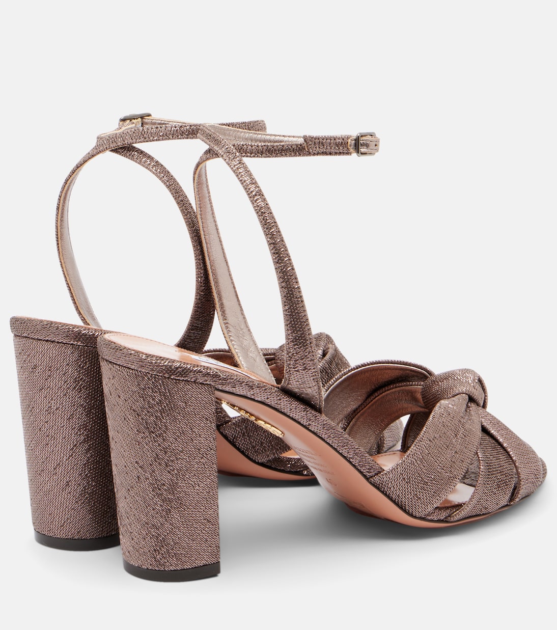 Nina 85 metallic-effect twill sandals | Aquazzura