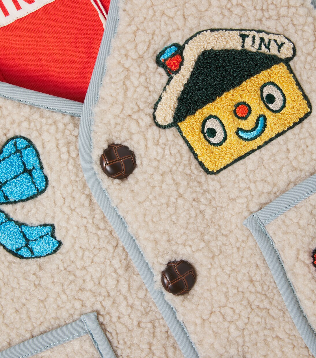 Embroidered padded teddy vest | Tinycottons