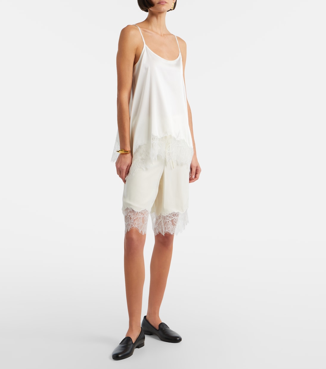 Chloe lace-trimmed silk-blend satin camisole | Staud