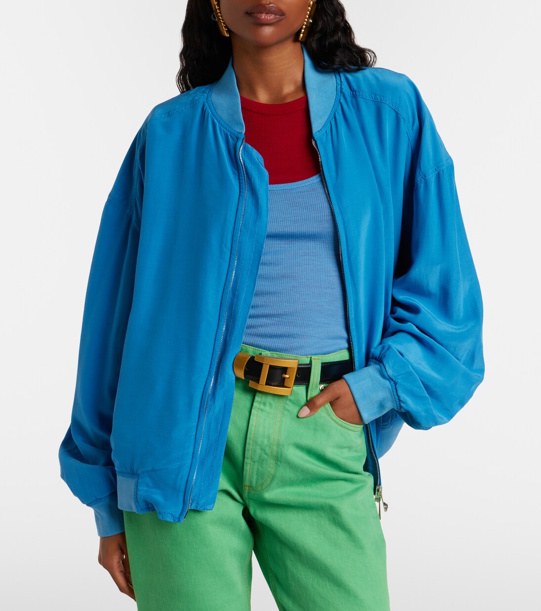 大廓形真丝府绸束腰夹克 | Versace