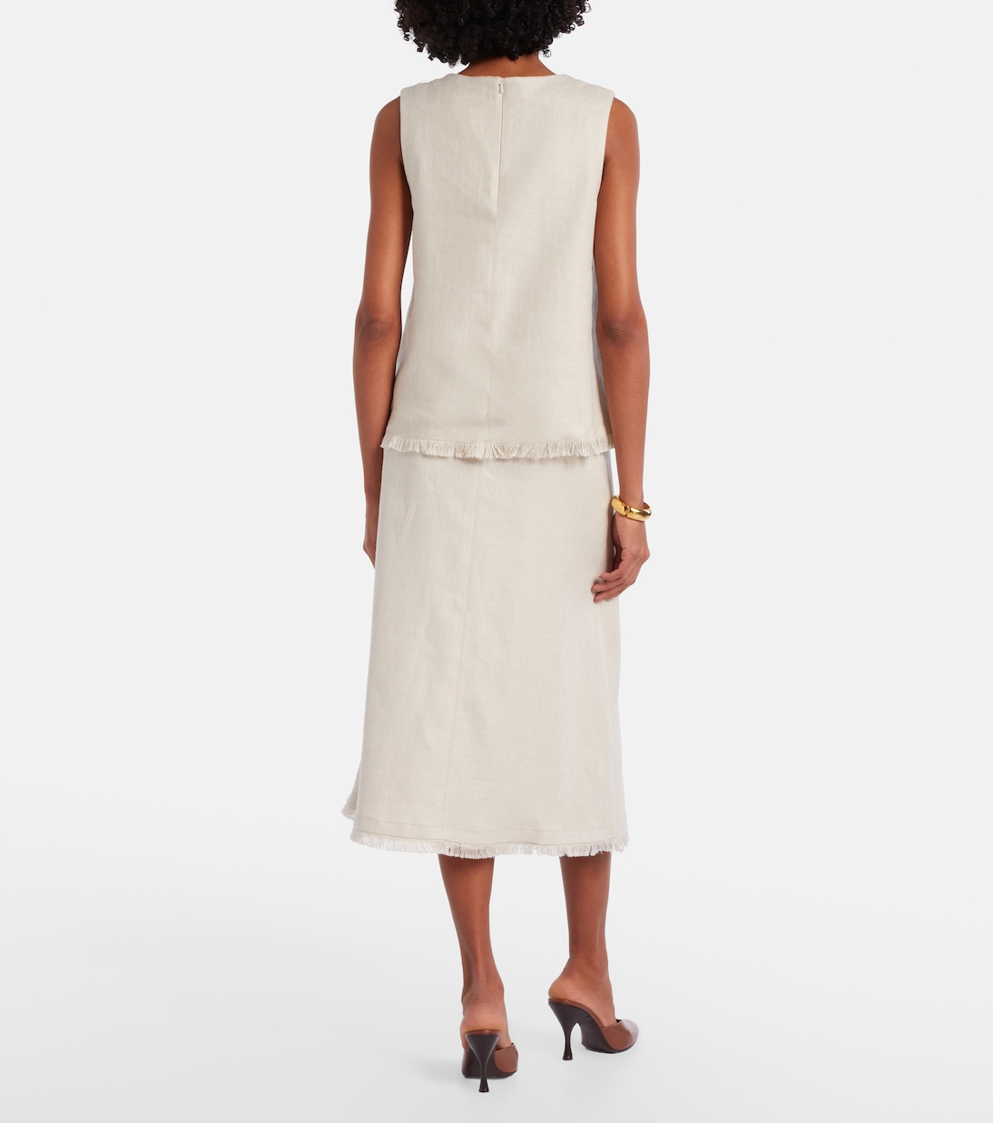 Fiocchi linen and cotton midi skirt | 'S Max Mara
