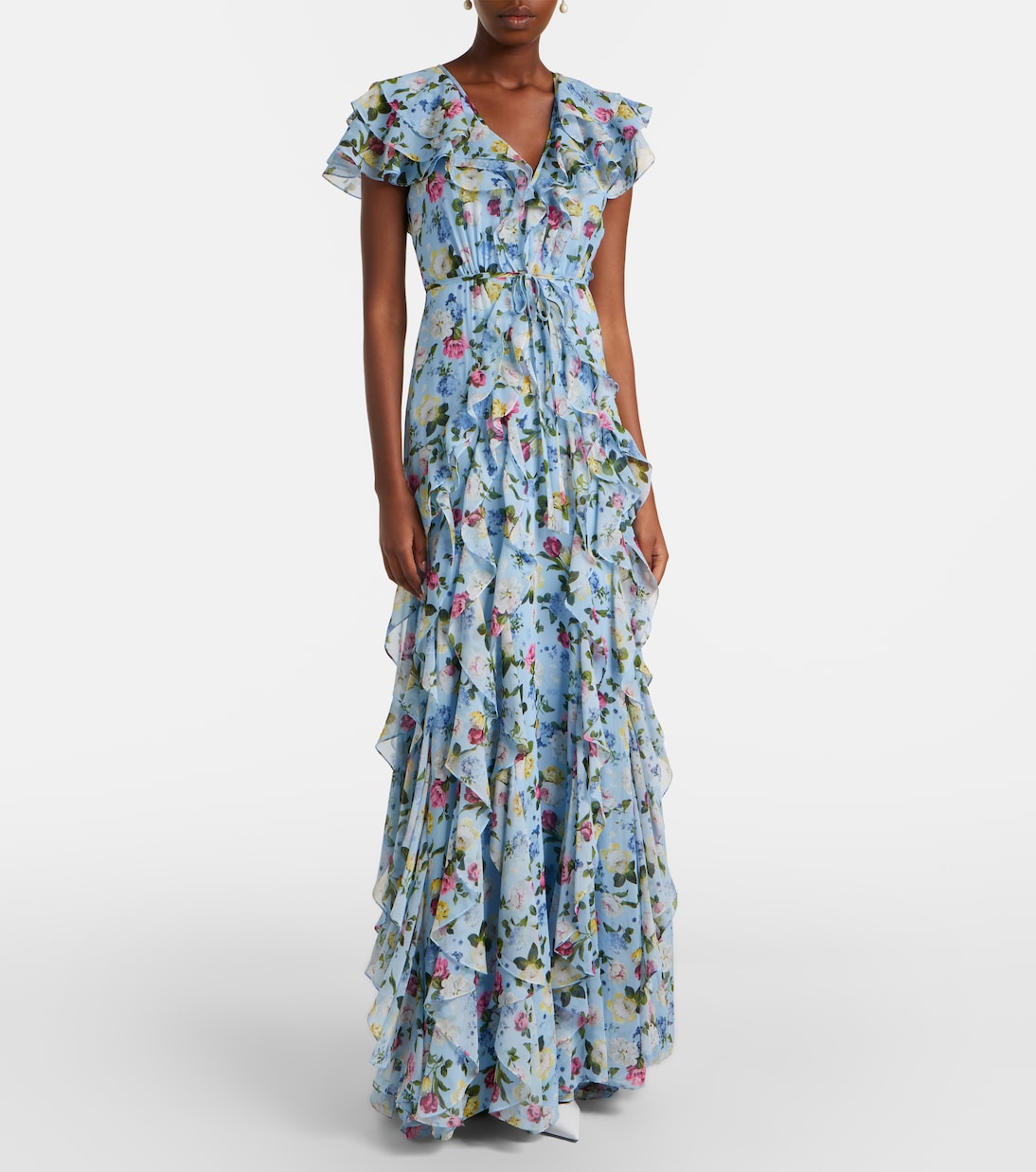 Floral ruffled silk gown | Carolina Herrera