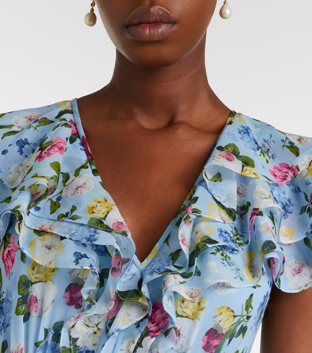 Floral ruffled silk gown | Carolina Herrera