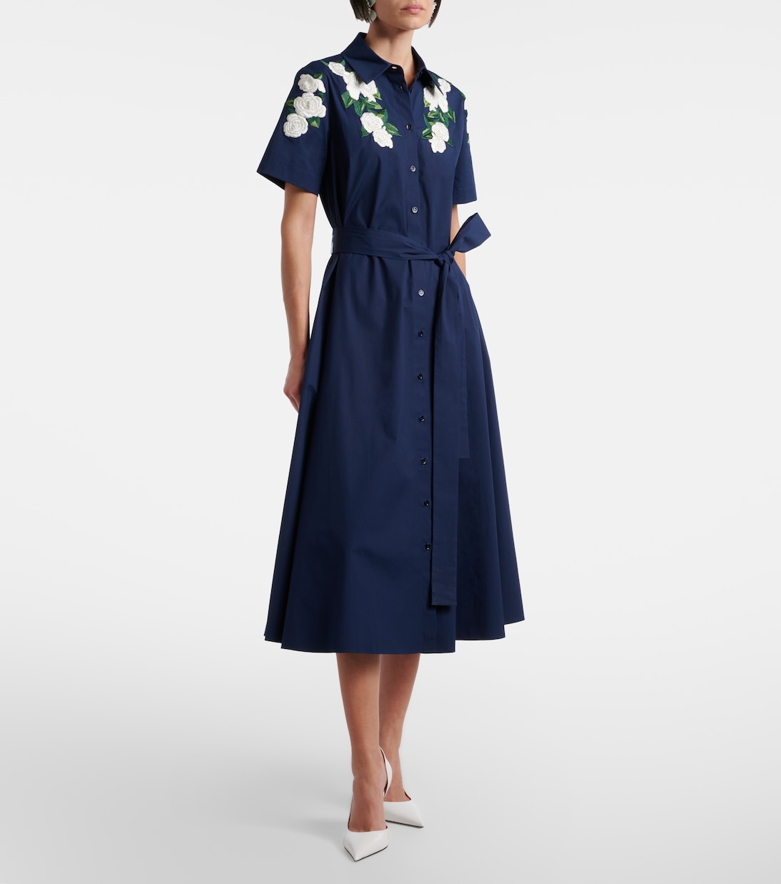 Floral cotton-blend shirt dress | Carolina Herrera