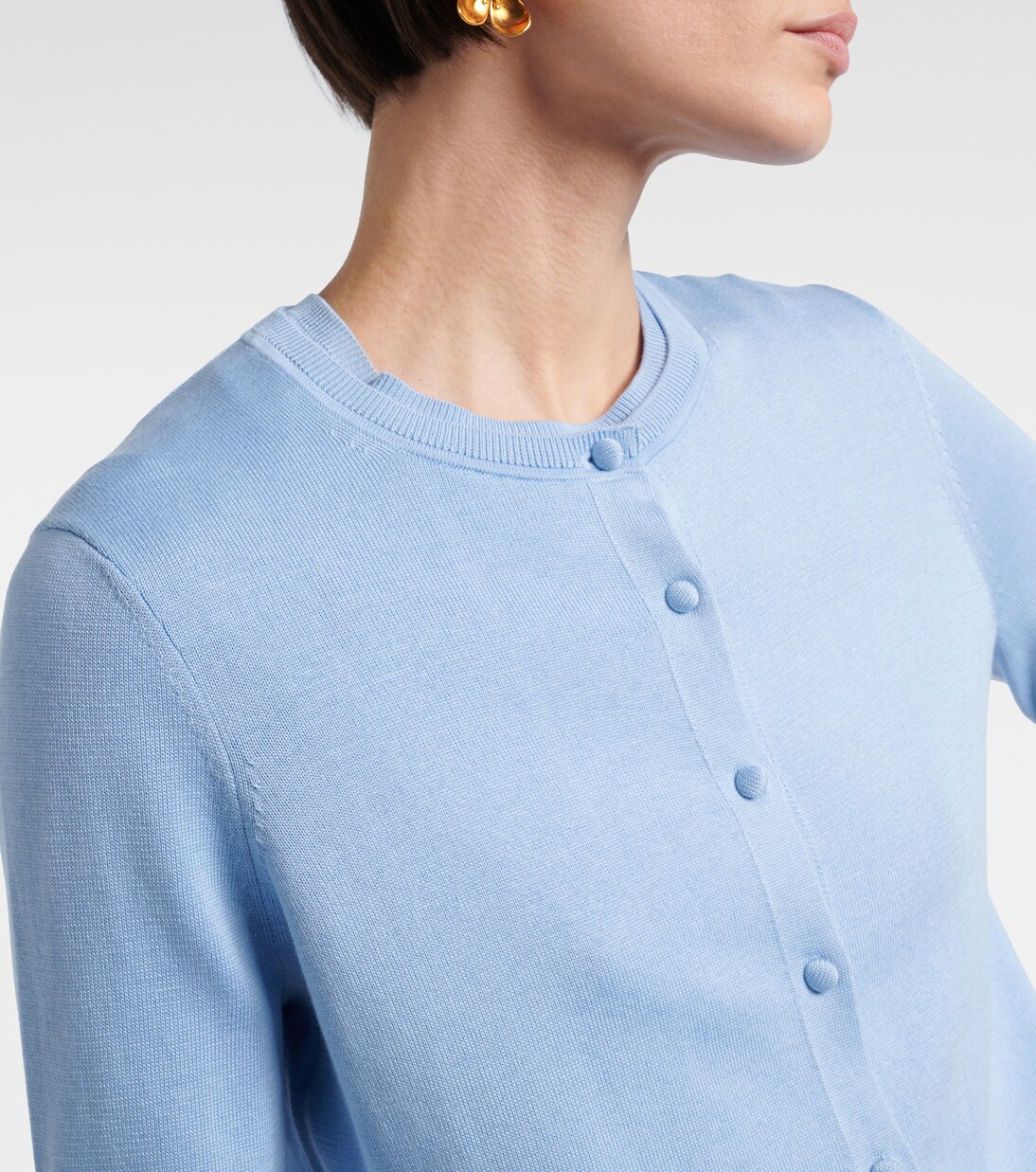 Cardigan cropped in seta e cotone | Carolina Herrera