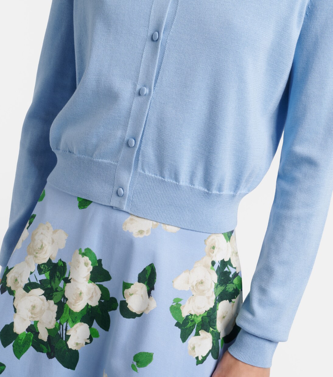 Cardigan cropped in seta e cotone | Carolina Herrera