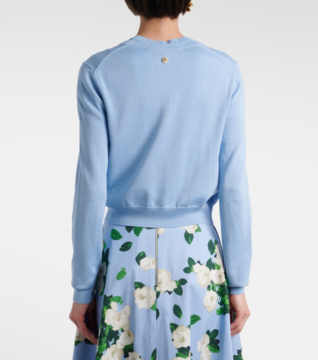 Cardigan cropped in seta e cotone | Carolina Herrera