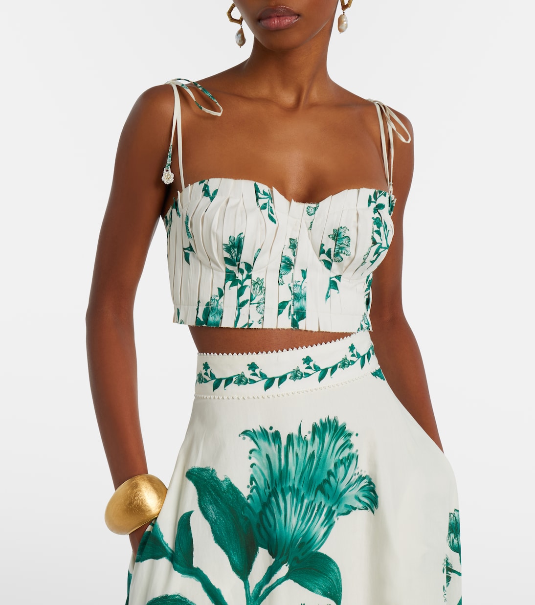 Crop top Moringa in cotone plissé | Agua by Agua Bendita