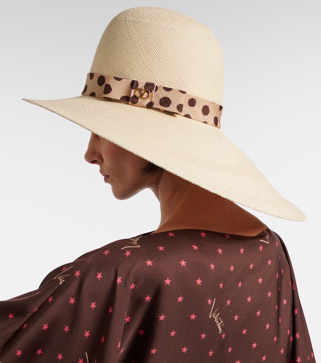 Polka-dot straw boater hat | Valentino