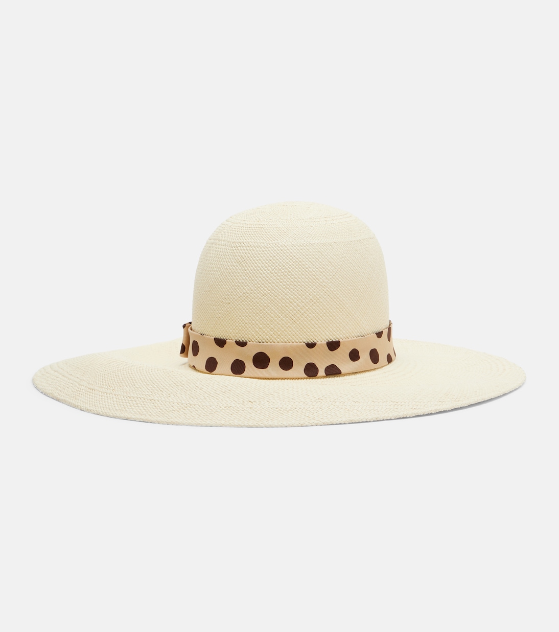 Polka-dot straw boater hat | Valentino