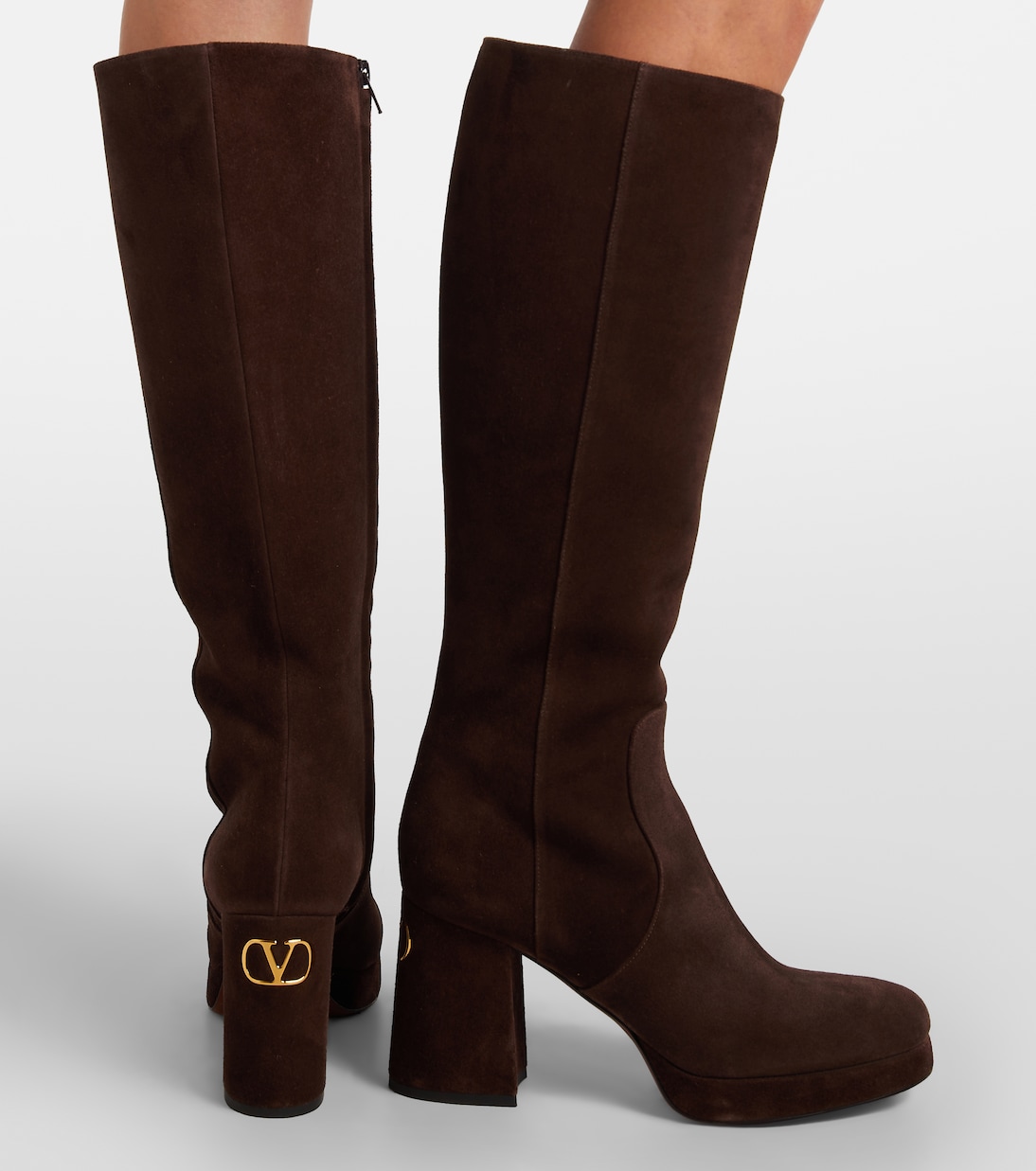 Fawcette VLogo suede knee-high boots | Valentino Garavani