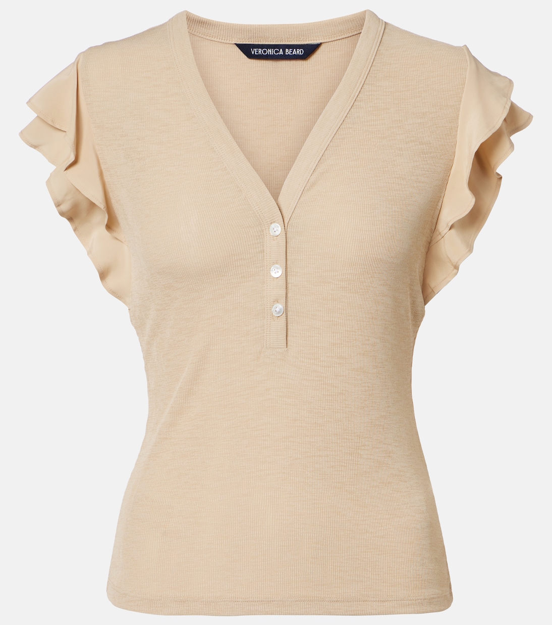 Aphrodite ribbed-knit ruffled top | Veronica Beard